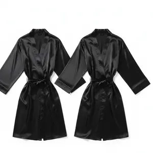 Couple Premium Silk Satin Robe Set | 2 Piece Matching Wrap Style Gown with Waist Belt | Free Size