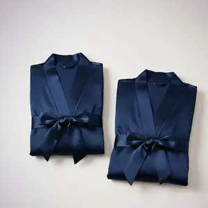 Couple Premium Silk Satin Robe Set | 2 Piece Matching Wrap Style Gown with Waist Belt | Free Size