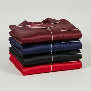 Couple Premium Silk Satin Pajama Set | 4 Piece Long Sleeve Night Suit with Full-Length Pants | Free Size