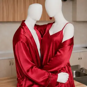 Couple Premium Silk Satin Gown Set | 3 Piece Matching Robe Nightwear for Men & Women | Free Size