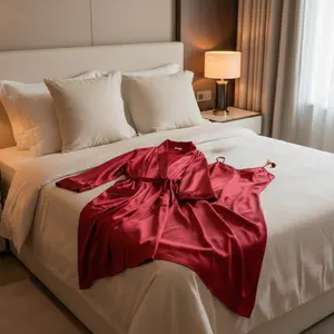 Couple Premium Silk Satin Gown Set | 3 Piece Matching Robe Nightwear for Men & Women | Free Size