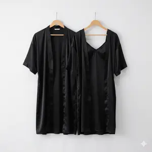 Couple Premium Silk Satin Gown Set | 3 Piece Matching Robe Nightwear for Men & Women | Free Size