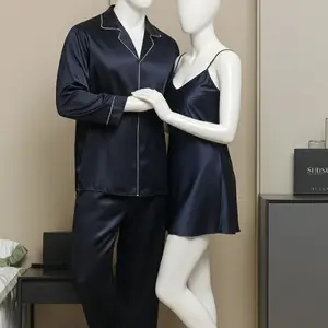 Couple Premium Silk Satin Nightwear Set | 3 Piece Matching Pajama & Nighty Sleepwear for Men & Women | Free Size