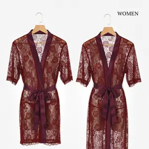 Couple Matching Net Robe Gown Set | 2 Piece Premium Nightwear for Men & Women | Free Size