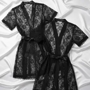 Couple Matching Net Robe Gown Set | 2 Piece Premium Nightwear for Men & Women | Free Size