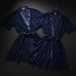 Couple Matching Net Robe Gown Set | 2 Piece Premium Nightwear for Men & Women | Free Size