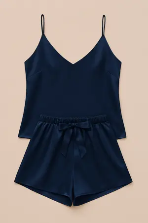 2-Piece Satin Sleepwear Set for Women with Camisole & Shorts | Free Size (Fits Up to 38" Chest & 42" Waist)
