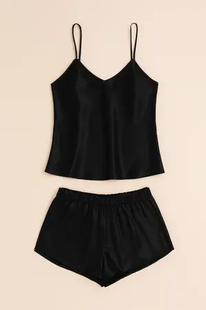 2-Piece Satin Sleepwear Set for Women with Camisole & Shorts | Free Size (Fits Up to 38" Chest & 42" Waist)