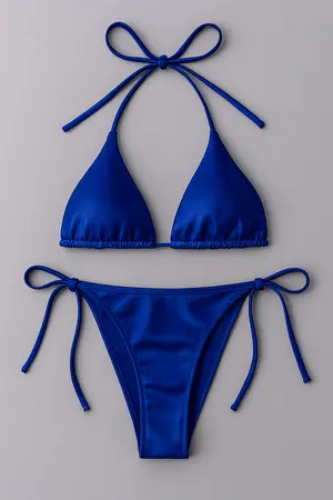 Women's Halter Neck Triangle Bikini Set with Adjustable Side-Tie Bottom | Free Size (Fits Up to 38" Chest & 42" Waist)