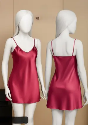 Women's Satin Slip Dress with Adjustable Spaghetti Straps | Free Size