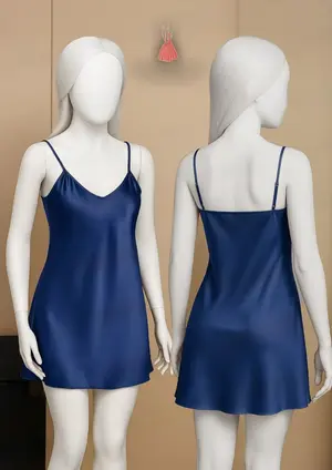 Women's Satin Slip Dress with Adjustable Spaghetti Straps | Free Size