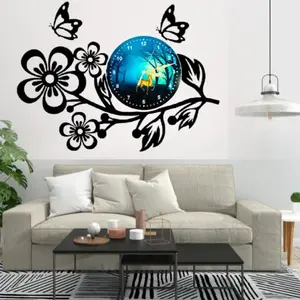 3D Wooden Flower Wall Clock with Aesthetic Dial – Premium 25-Inch Lasani Wood Home Decor Clock