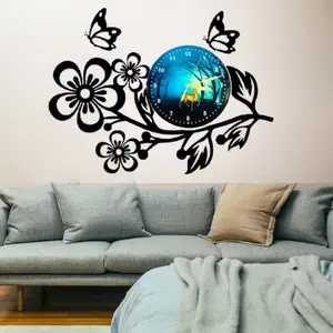 3D Wooden Flower Wall Clock with Aesthetic Dial – Premium 25-Inch Lasani Wood Home Decor Clock