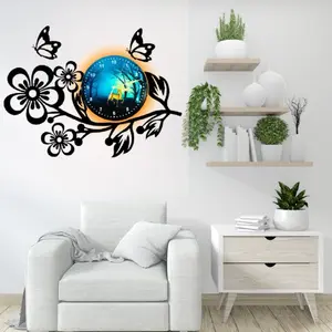 3D Wooden Flower Wall Clock with Aesthetic Dial – Premium 25-Inch Lasani Wood Home Decor Clock