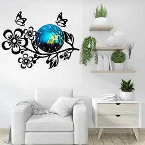 3D Wooden Flower Wall Clock with Aesthetic Dial – Premium 25-Inch Lasani Wood Home Decor Clock