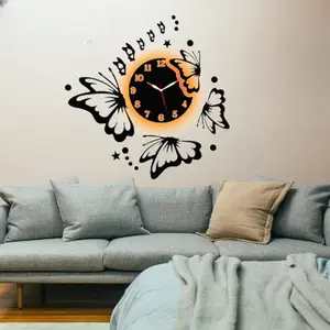 3D Butterfly Wooden Wall Clock – Decorative Wall Art for Home & Kids Room