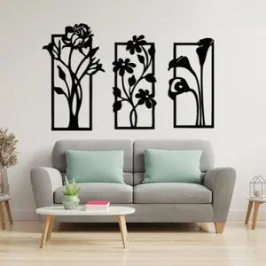 3D Wooden Flower Frame Wall Art – Decorative Floral Wall Decor for Home & Office