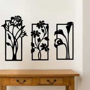 3D Wooden Flower Frame Wall Art – Decorative Floral Wall Decor for Home & Office
