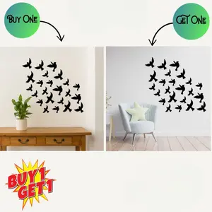 Buy 1 Get 1 Free 3D Wooden Sparrow Wall Decoration – 60 Pieces