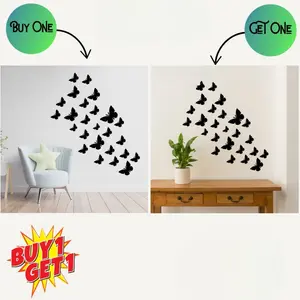 Buy 1 Get 1 Free 3D Wooden Butterfly Wall Decoration – 60 Pieces