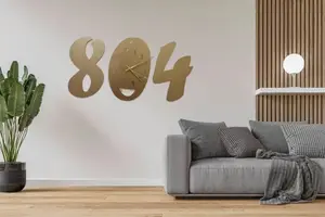3D Wooden Golden Wall Clock – 18 Inch Decorative DIY Clock for Home & Office