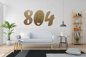 3D Wooden Golden Wall Clock – 18 Inch Decorative DIY Clock for Home & Office