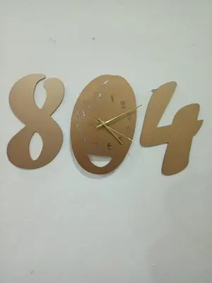 3D Wooden Golden Wall Clock – 18 Inch Decorative DIY Clock for Home & Office