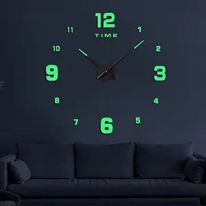 3D Wooden Radium Wall Clock with Glow-in-the-Dark Numbers – 24 Inch