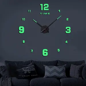 3D Wooden Radium Wall Clock with Glow-in-the-Dark Numbers – 24 Inch