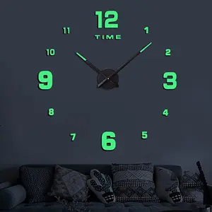 3D Wooden Radium Wall Clock with Glow-in-the-Dark Numbers – 24 Inch