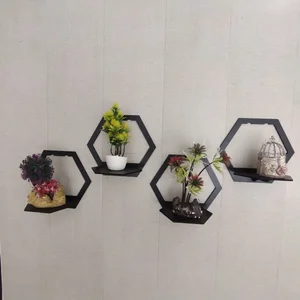 3-Piece 3D Wooden Hexagon Wall Shelf – Floating Wall Decor for Home & Kids Room