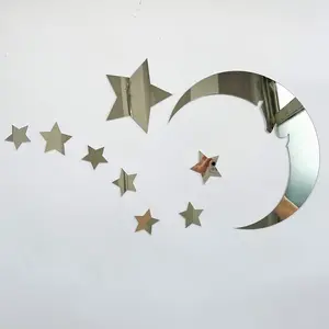 15 Stars & 1 Moon Silver Acrylic Wall Stickers – Kids’ Room & Bedroom Decor
