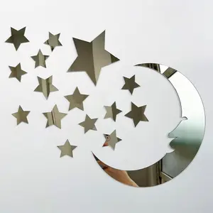 15 Stars & 1 Moon Silver Acrylic Wall Stickers – Kids’ Room & Bedroom Decor