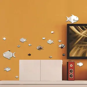 30-Piece Silver Mirror Acrylic Fish Wall Stickers – Kids’ Room & Bedroom Decor