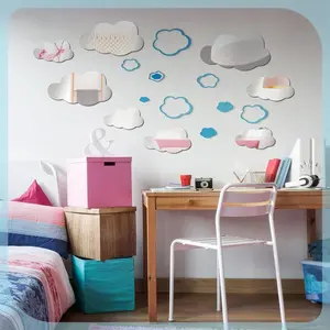 8-Piece Silver Mirror Acrylic Cloud Wall Stickers – Kids’ Room & Bedroom Decor