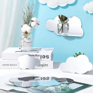 8-Piece Silver Mirror Acrylic Cloud Wall Stickers – Kids’ Room & Bedroom Decor