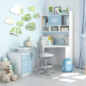 8-Piece Silver Mirror Acrylic Cloud Wall Stickers – Kids’ Room & Bedroom Decor