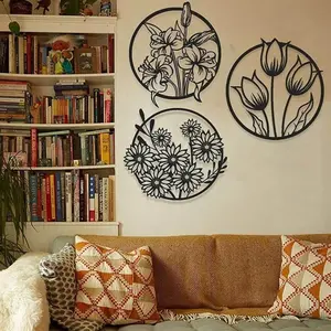 3-Piece 3D Floral Abstract Wooden Wall Art – Nature-Inspired Home Décor Panels