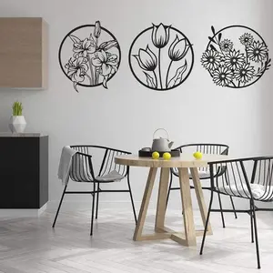3-Piece 3D Floral Abstract Wooden Wall Art – Nature-Inspired Home Décor Panels