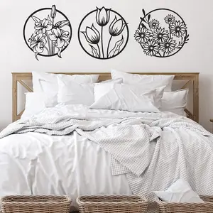 3-Piece 3D Floral Abstract Wooden Wall Art – Nature-Inspired Home Décor Panels