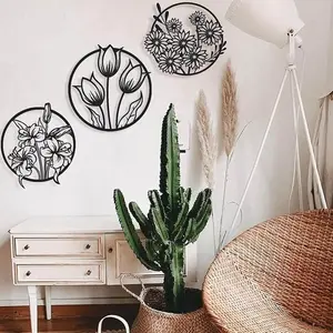 3-Piece 3D Floral Abstract Wooden Wall Art – Nature-Inspired Home Décor Panels