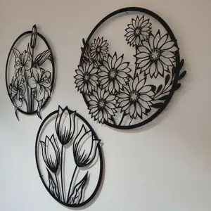 3-Piece 3D Floral Abstract Wooden Wall Art – Nature-Inspired Home Décor Panels