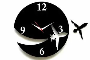 3D Airplane Designer Wooden Wall Clock 12 Inch – Stylish Wall Décor for Home & Office