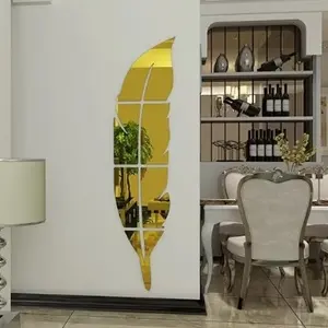 3D Acrylic Leaf Mirror Wall Decor 40 Inch – Reflective Room Decoration