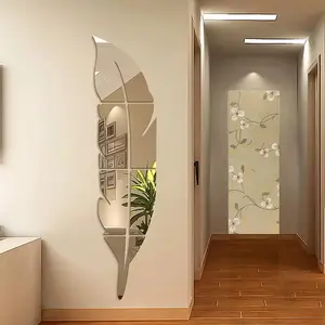 3D Acrylic Leaf Mirror Wall Decor 40 Inch – Reflective Room Decoration