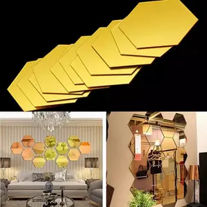 3D Acrylic Hexagon Mirror Wall Decor – Pack of 12 Geometric DIY Wall Art
