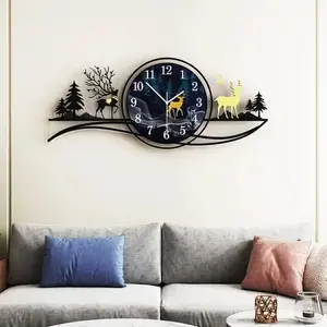 Forest Deer Blue Jungle Wooden Wall Clock 25 Inch – Fancy Home Décor