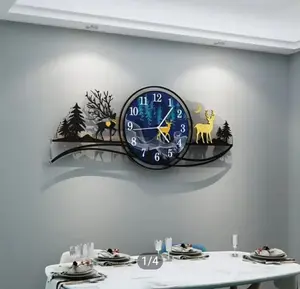 Forest Deer Blue Jungle Wooden Wall Clock 25 Inch – Fancy Home Décor