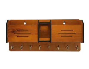 Multipurpose Wooden Wall Key Holder with Mobile Stand & Storage