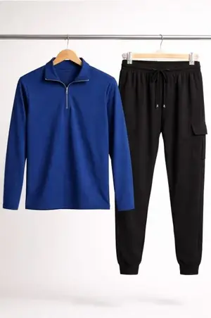 Buy Premium Men's Dri-Fit Zipper Track Suit 2-Piece Set – Plain Collar Sportswear